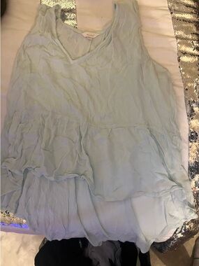 Light Blue Ruffle V-Neck Sleeveless Camisole